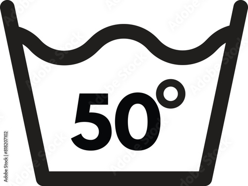 Wash at 50 degree icon isolated on white background . 50 wash temperature icon vector