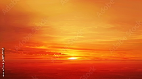 Vibrant orange sunset with glowing sky. Perfect for peaceful and serene backgrounds and nature-themed projects © olga_demina