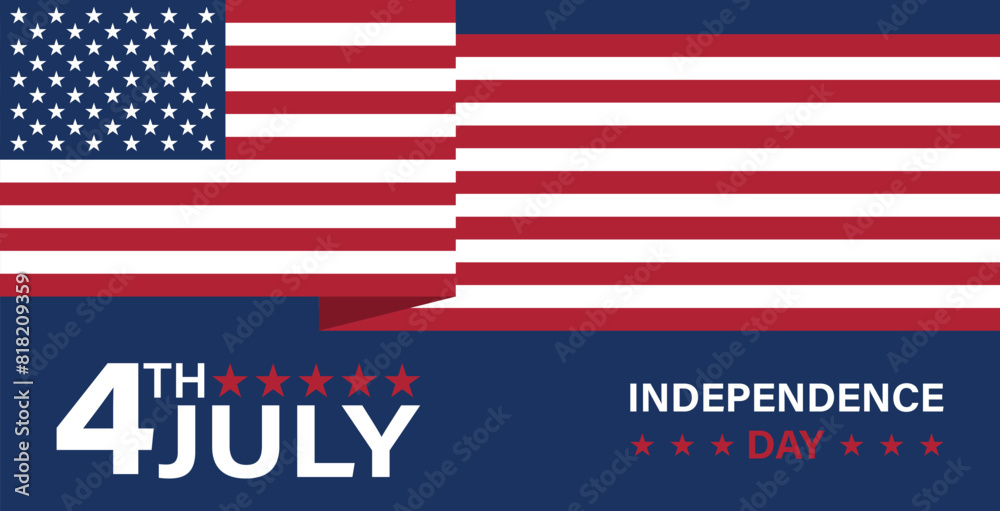 Happy 4th of July USA Independence Day greeting card with waving American national flag Happy 4th of July USA Independence Day greeting card with waving American national flag
