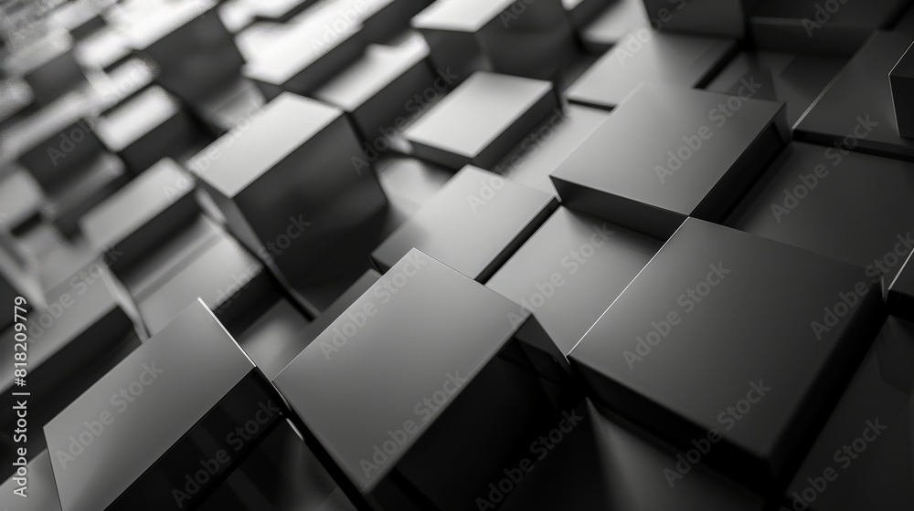 Abstract black cubes arranged in a dynamic and modern pattern. Perfect for technology, architecture, and design backgrounds Abstract black cubes arranged in a dynamic and modern pattern. Perfect for technology, architecture, and design backgrounds