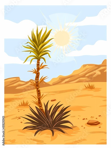 desert landscape illustration for wall art decor portrait poster