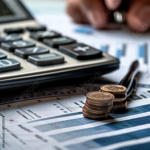 An Accountant looks at a financial report, professional accounting company, digital marketing, optimization, guy calculating a sales margin