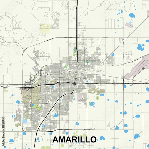 Amarillo, Texas, USA map poster art photo
