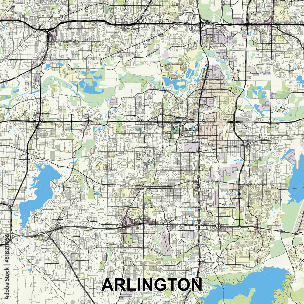 Obraz premium Arlington, Texas, USA map poster art