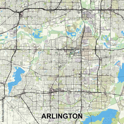 Arlington, Texas, USA map poster art photo