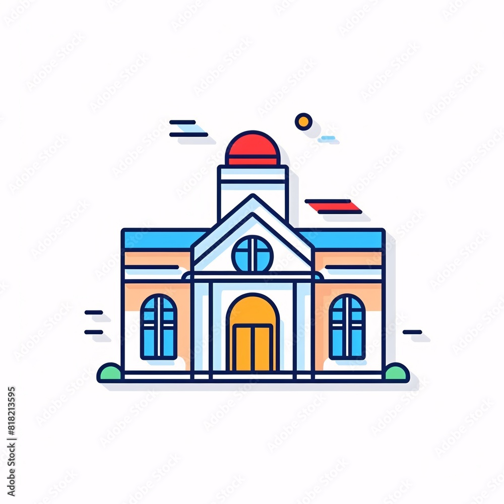 school building on white background 2d lineal vector school building on white background 2d lineal vector