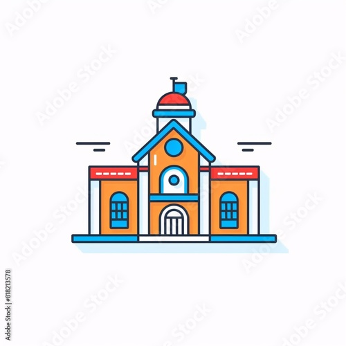 school building on white background 2d lineal vector 