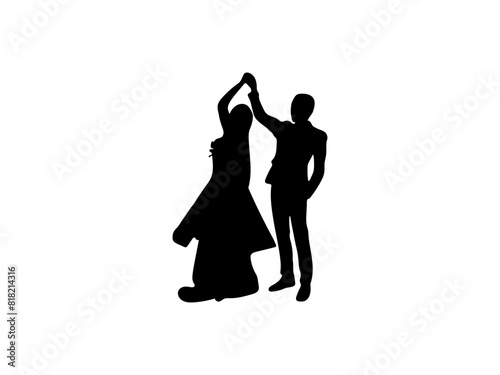 bride and groom silhouette. wedding couple dancing silhouette. good use for symbols, logos, mascots, icons, signs, webs, or any design you want.