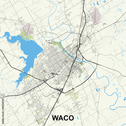 Waco, Texas, USA map poster art photo
