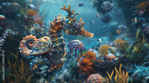 mystical enchanting underwater scene with beautiful