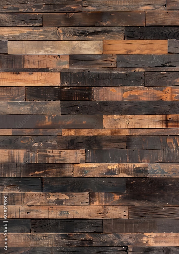 A wall made of wood planks with different colors. A wall made of wood planks with different colors.