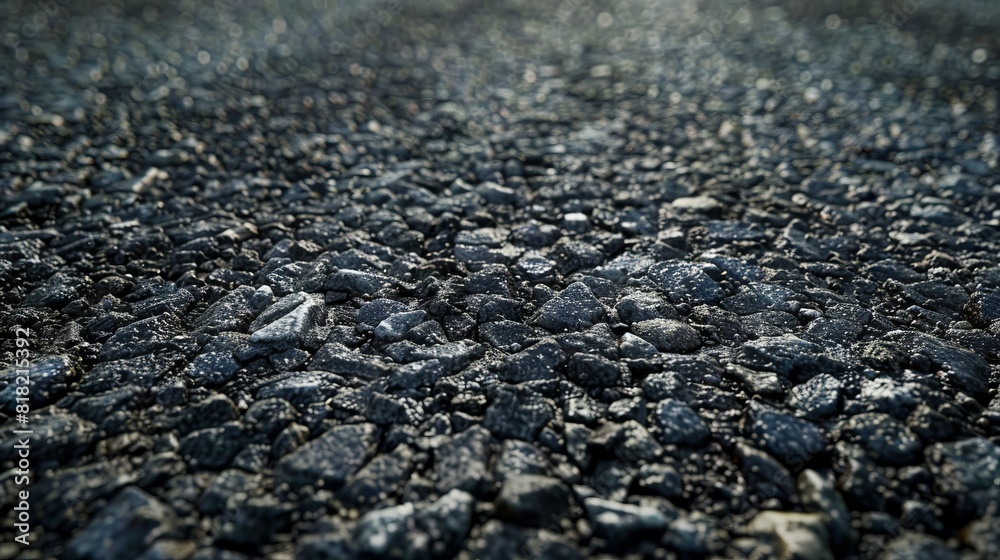 A close up of a black gravel road.