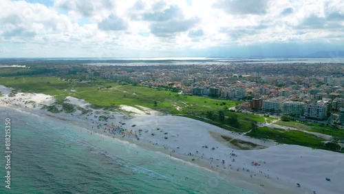 Wallpaper Mural Aerial view of white dunes of the beach Cabo Frio with small cityscape, Brazil. Torontodigital.ca