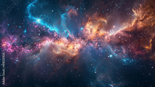 Galactic Background with Sumptuous Colors Explore the Breathtaking Beauty of Nebulas in Stunning Astrophotography