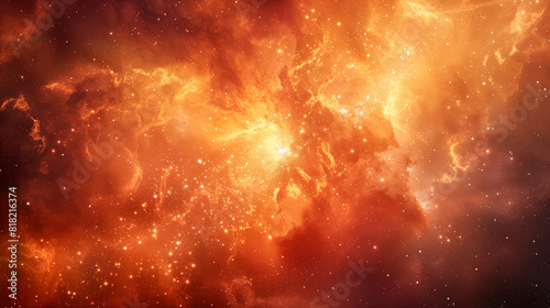 Vibrant Orange Nebula with Stars