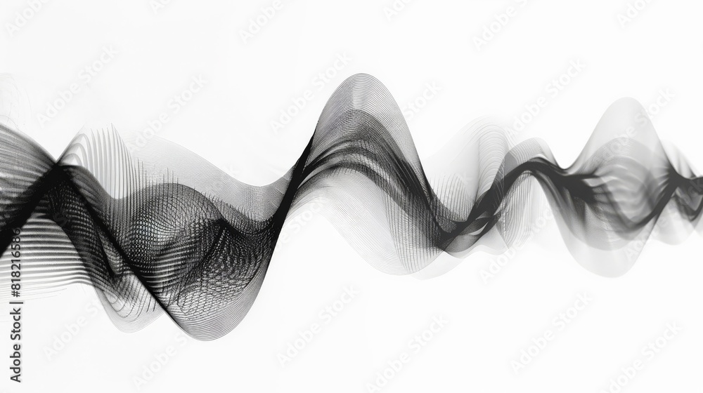 Abstract black wave pattern on a white background, creating a sense of motion and flow. Perfect for modern and minimalist design themes and technological concepts Abstract black wave pattern on a white background, creating a sense of motion and flow. Perfect for modern and minimalist design themes and technological concepts