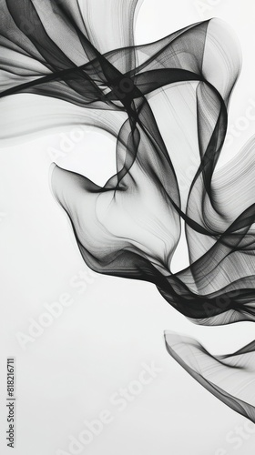 Delicate black abstract lines on white background forming fluid shapes and textures. Ideal for modern art  minimalist designs  and elegant presentations
