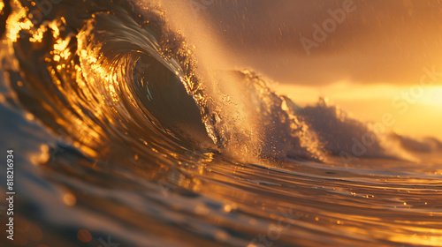 Ocean Wave atmospheric cinematic golden hour