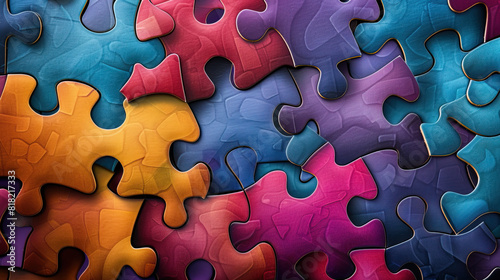 colorful puzzle art with autism , autism awareness , Can be used for banners, backgrounds, badge, icon, medical posters, brochures, print and health care awareness campaign for autism