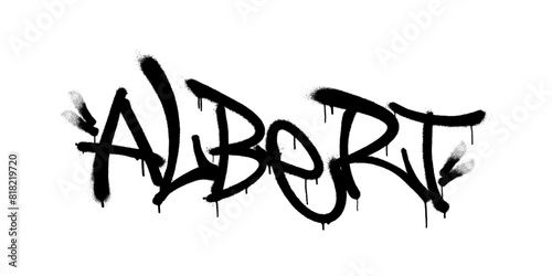 Sprayed Albert name with overspray in black over white. Vector illustration. photo