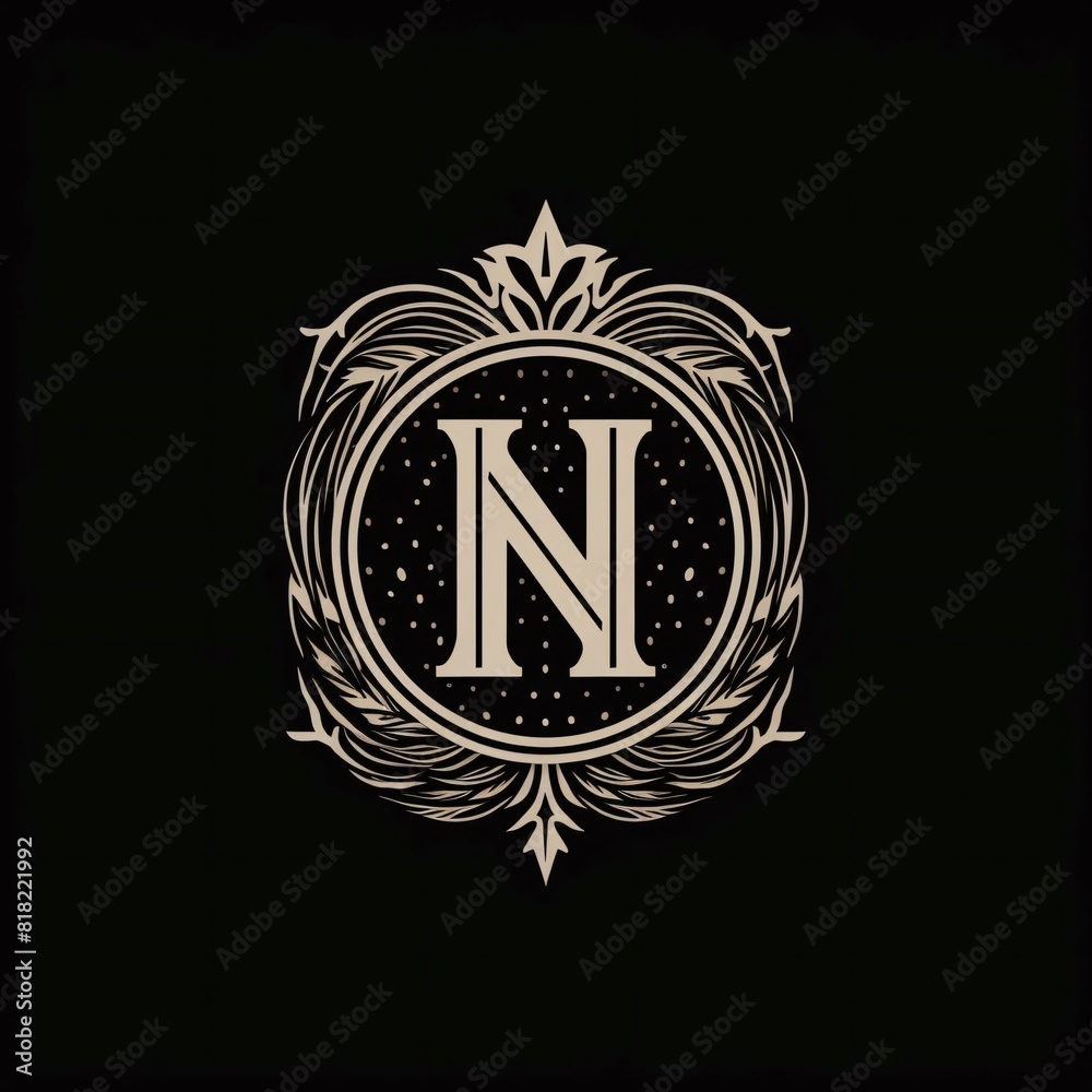 Luxury letter N logo, monogram luxury ornamental letter N logo design.