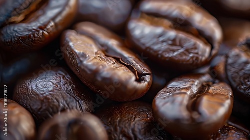 Coffee beans in a close up view. photo