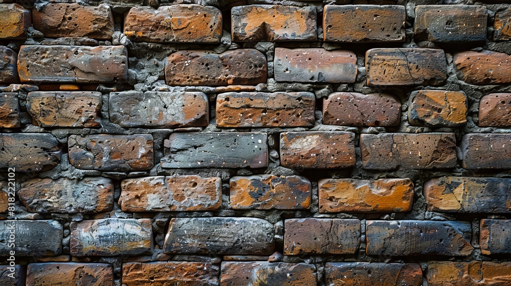 A brick wall with many different colors. A brick wall with many different colors.