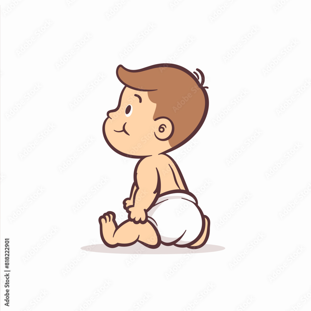 vector baby in diaper flat style .Generative AI vector baby in diaper flat style .Generative AI