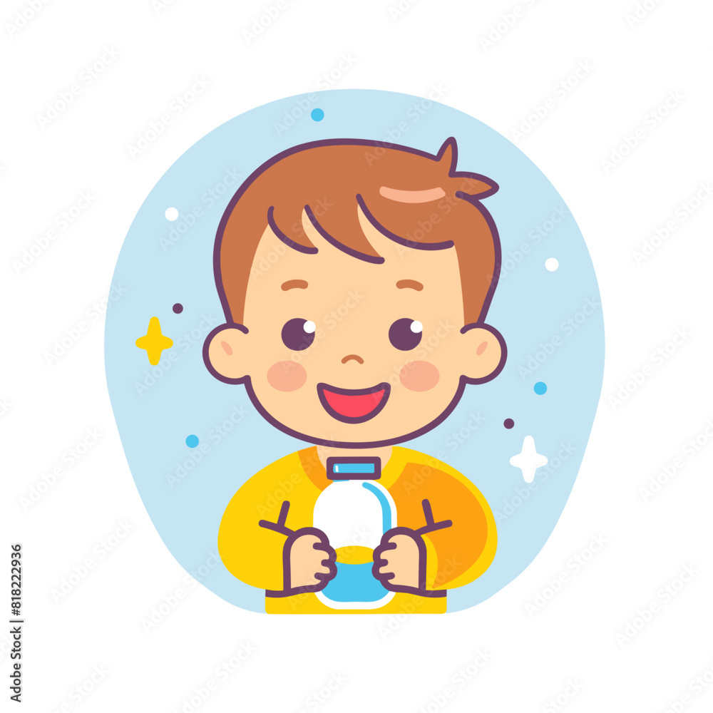 vector baby with bottle flat style .Generative AI vector baby with bottle flat style .Generative AI