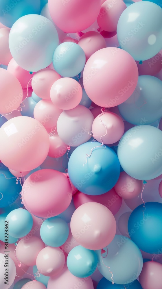 Full frame of pastel balloons, a joyful and vibrant scene perfect for celebrations and party backgrounds