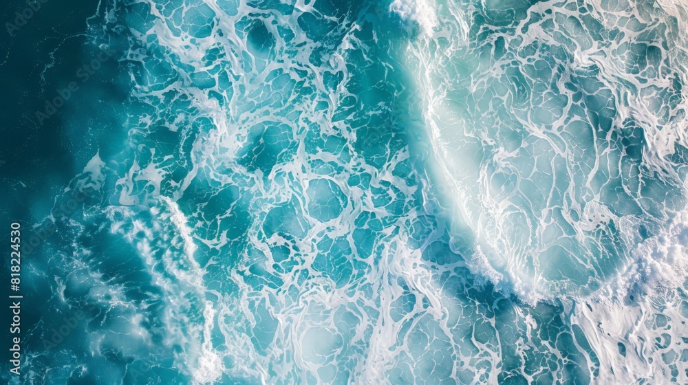 Detailed blue ocean surface from above, rich textures and patterns of sea waves Detailed blue ocean surface from above, rich textures and patterns of sea waves