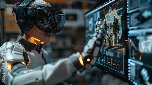 Student Engineer Wearing Virtual Reality Headset 