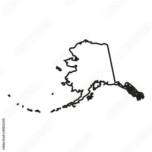 Alaska is shown in a black and white drawing