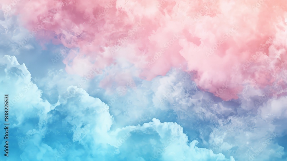 Soft pastel clouds with a vivid splash of pink and blue, perfect for serene wallpapers