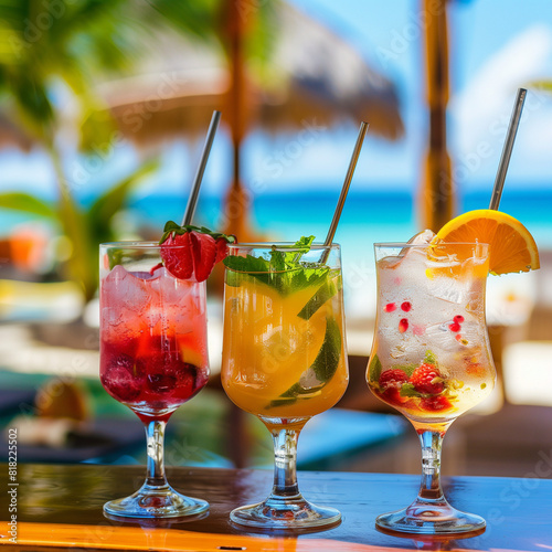 "Sunset Sips: Enjoying the Perfect Beachside Cocktails" - Indulge in the ultimate beach experience with refreshing cocktails in hand.