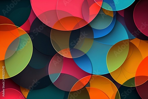 Colorful circles and sectors. Art geometric shapes in glass morphism style. Abstract vector design elements.