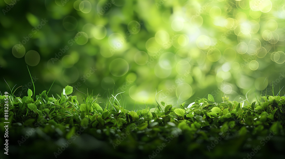 Blur and bokeh background among green leaf