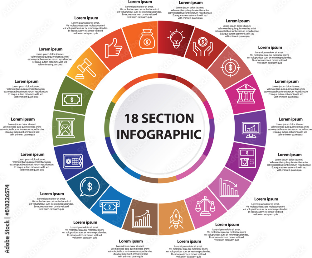 Collection of vector circle chart infographic templates for ...