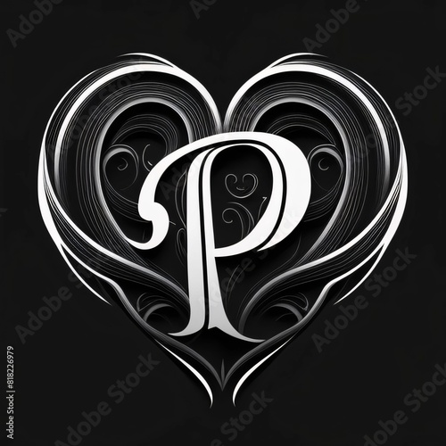 Wallpaper Mural Abstract heart with letter P on a black background. Vector illustration. Torontodigital.ca