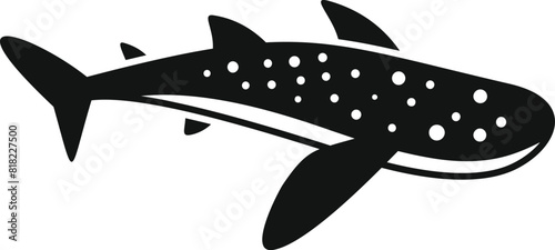 Vector graphic of a whale shark icon in a simple black and white silhouette style