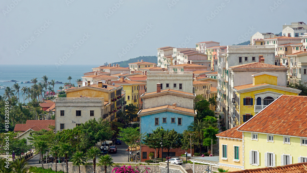 Obraz premium italian village in sunset town