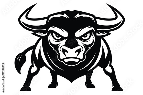 Solid color outline angry bull vector design