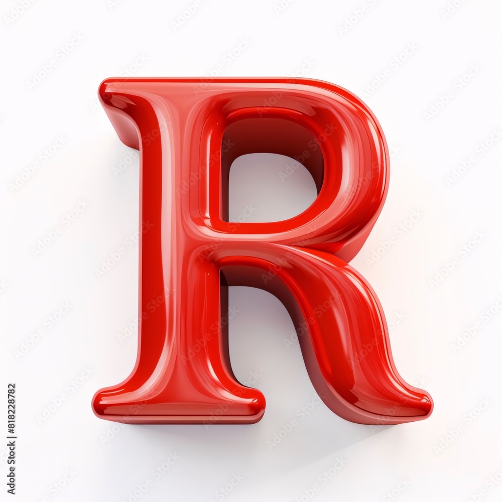 Letter R in red paint isolated on white background, 3D rendering Letter R in red paint isolated on white background, 3D rendering