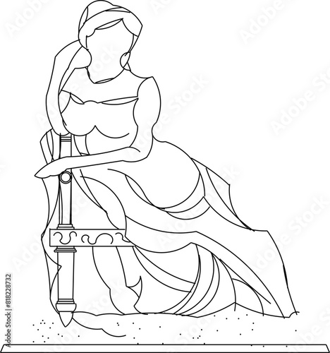Sketch illustration vector design of traditional ethnic vintage unique statue decoration accessories