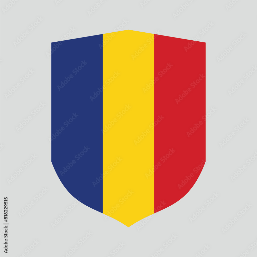 Fototapeta premium Romania Flag in Shield Shape Frame