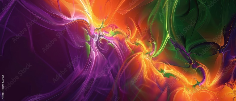 Fototapeta premium purple orange green color abstract fractal background pattern