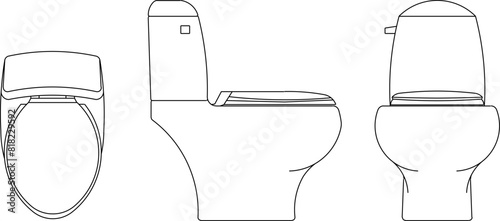 Modern monoblock sitting toilet drawing design vector illustration sketch