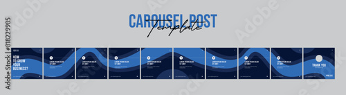 Set of Linkedin Carousel Post, editable social media Instagram carousel post, modern and creative business carousel post template, eps 10.