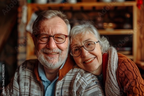 Loving grandparents smiling and enjoying time together. Perfect for family, love, and generational bonding themes in your designs