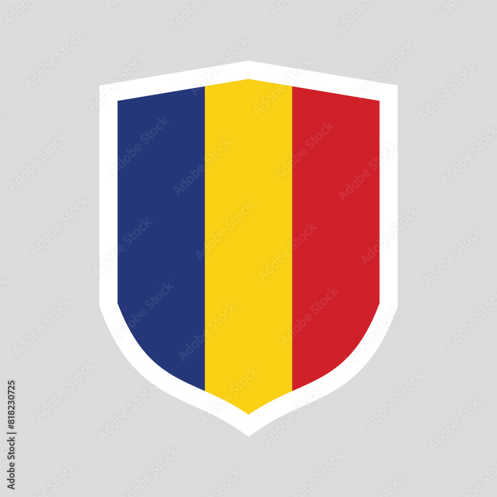 Fototapeta premium Romania Flag in Shield Shape Frame
